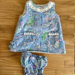 Lilly Pulitzer Baby Dress Set - Blue and Pink Floral